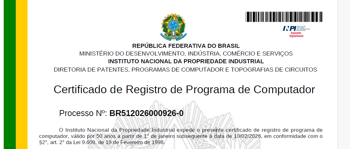 Cabeçalho Certificado INPI